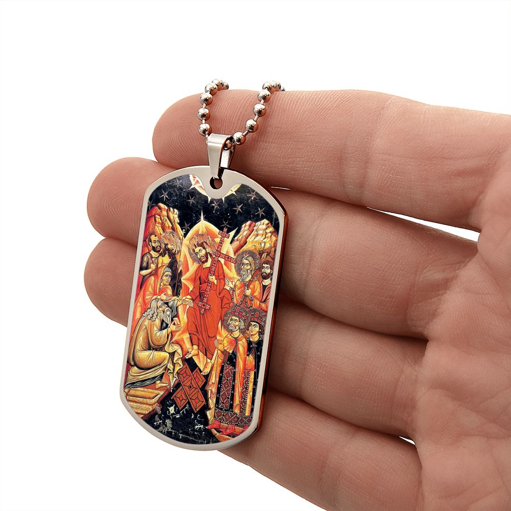Descent into Hell dog tag necklace