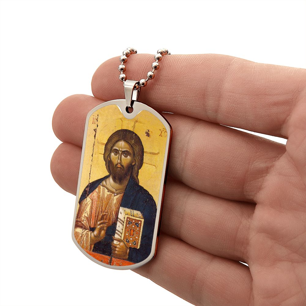 Jesus Christ Pantocrator Vatopedi dog tag necklace