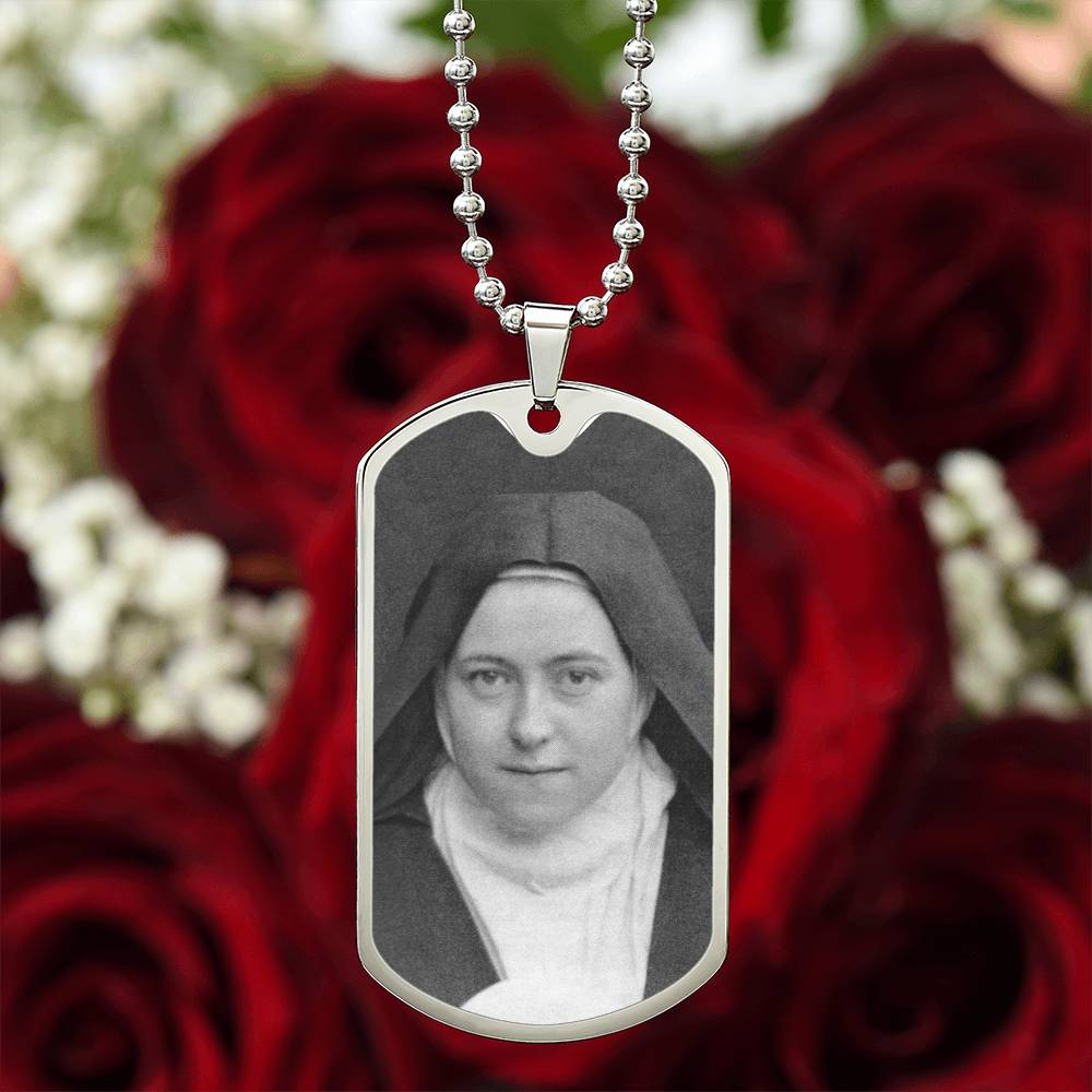 St Thérèse of Lisieux dog tag necklace