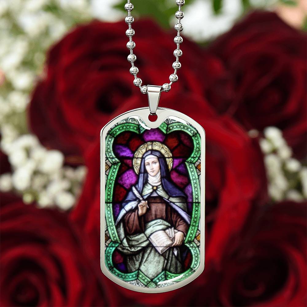 St Teresa of Avila dog tag necklace