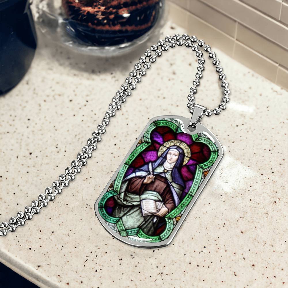 St Teresa of Avila dog tag necklace