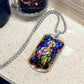 Saint Barbara Stained Glass dog tag pendant necklace