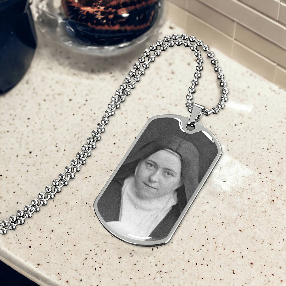 St Thérèse of Lisieux dog tag necklace