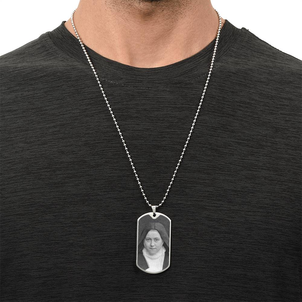 St Thérèse of Lisieux dog tag necklace