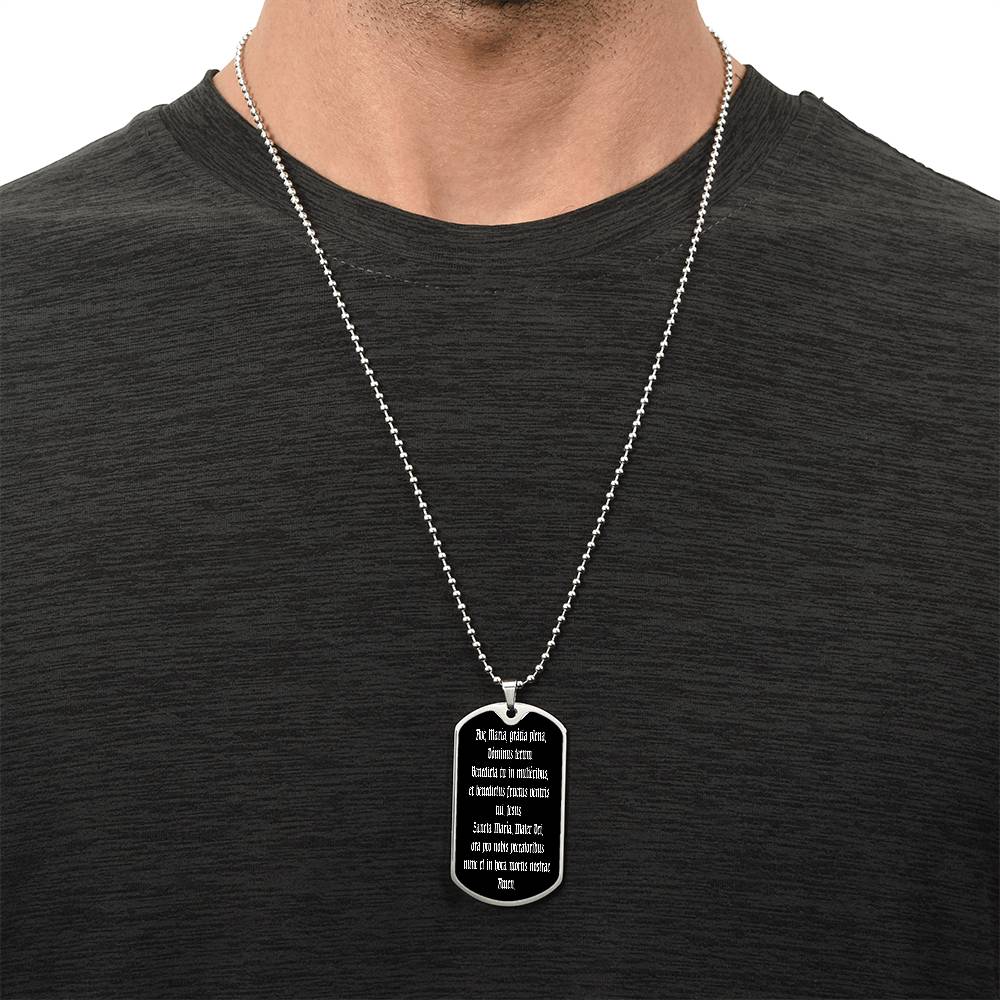 Ave Maria Gratia Plena Dominus Tecum Dog Tag pendant necklace