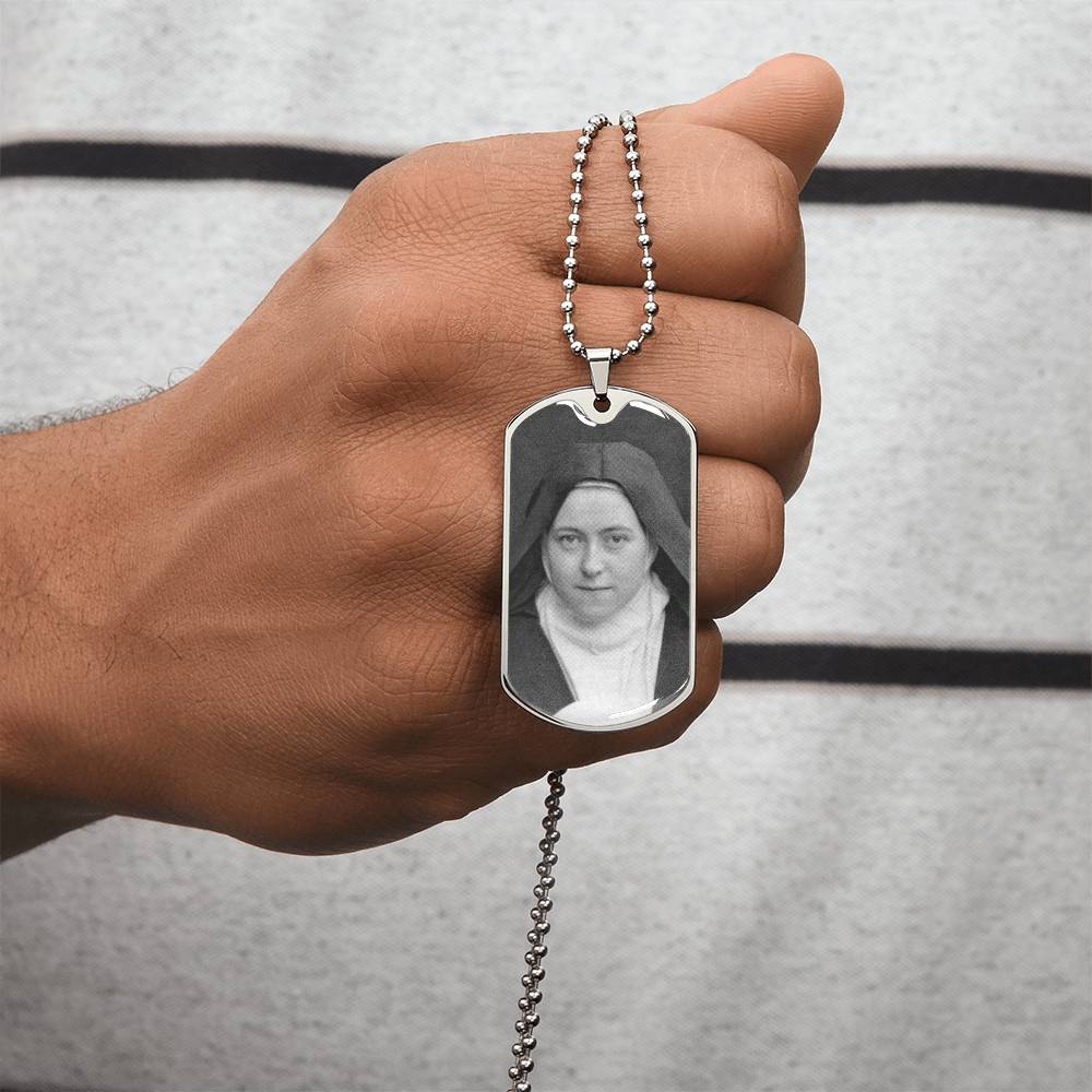 St Thérèse of Lisieux dog tag necklace