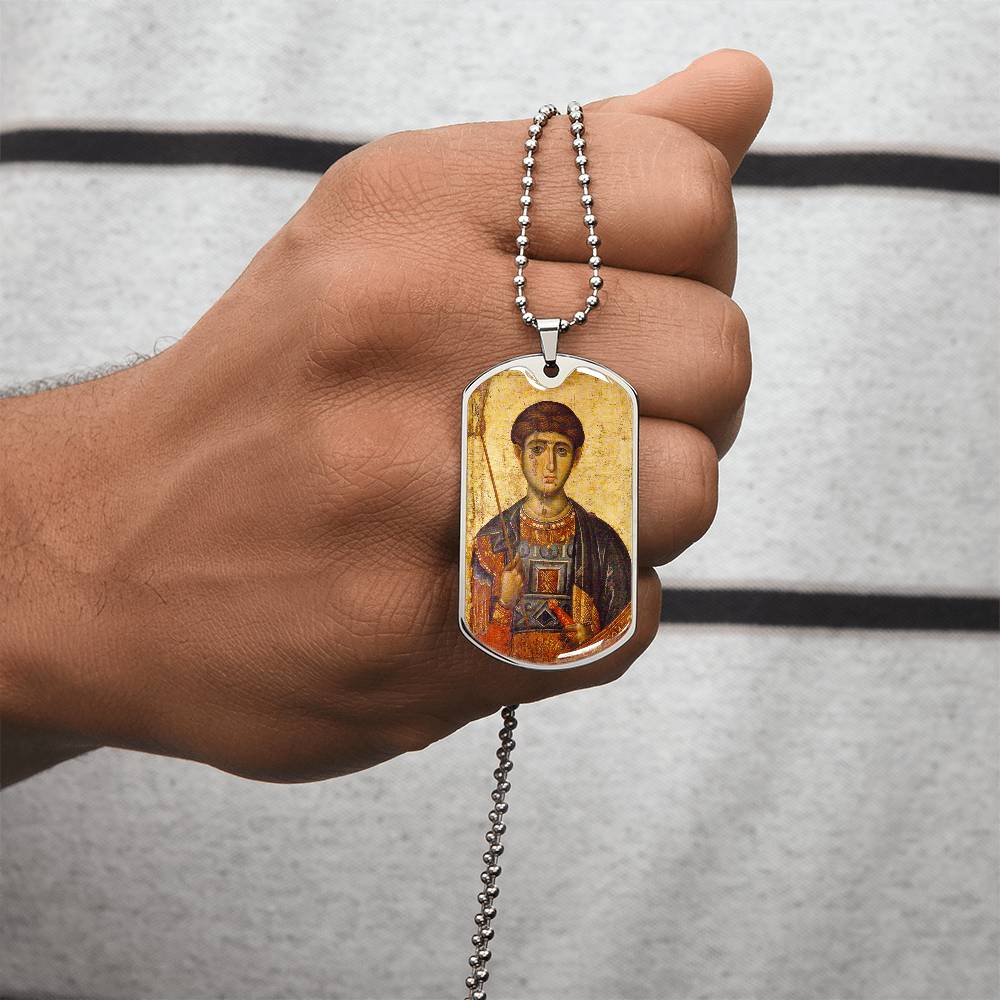 St Demetrius by Panselinos dog tag necklace