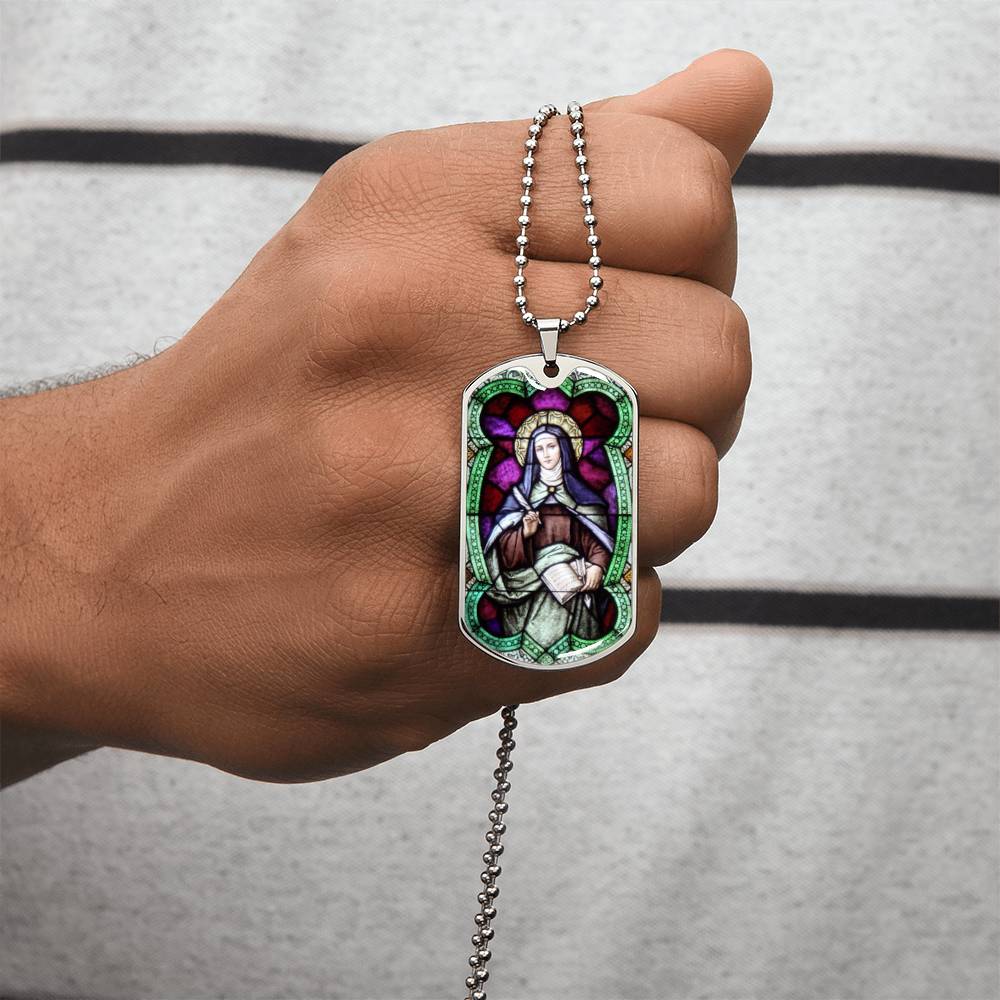 St Teresa of Avila dog tag necklace