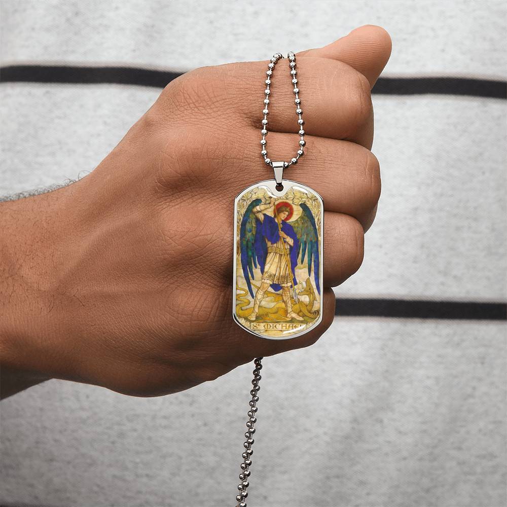 St Michael the Archangel dog tag necklace