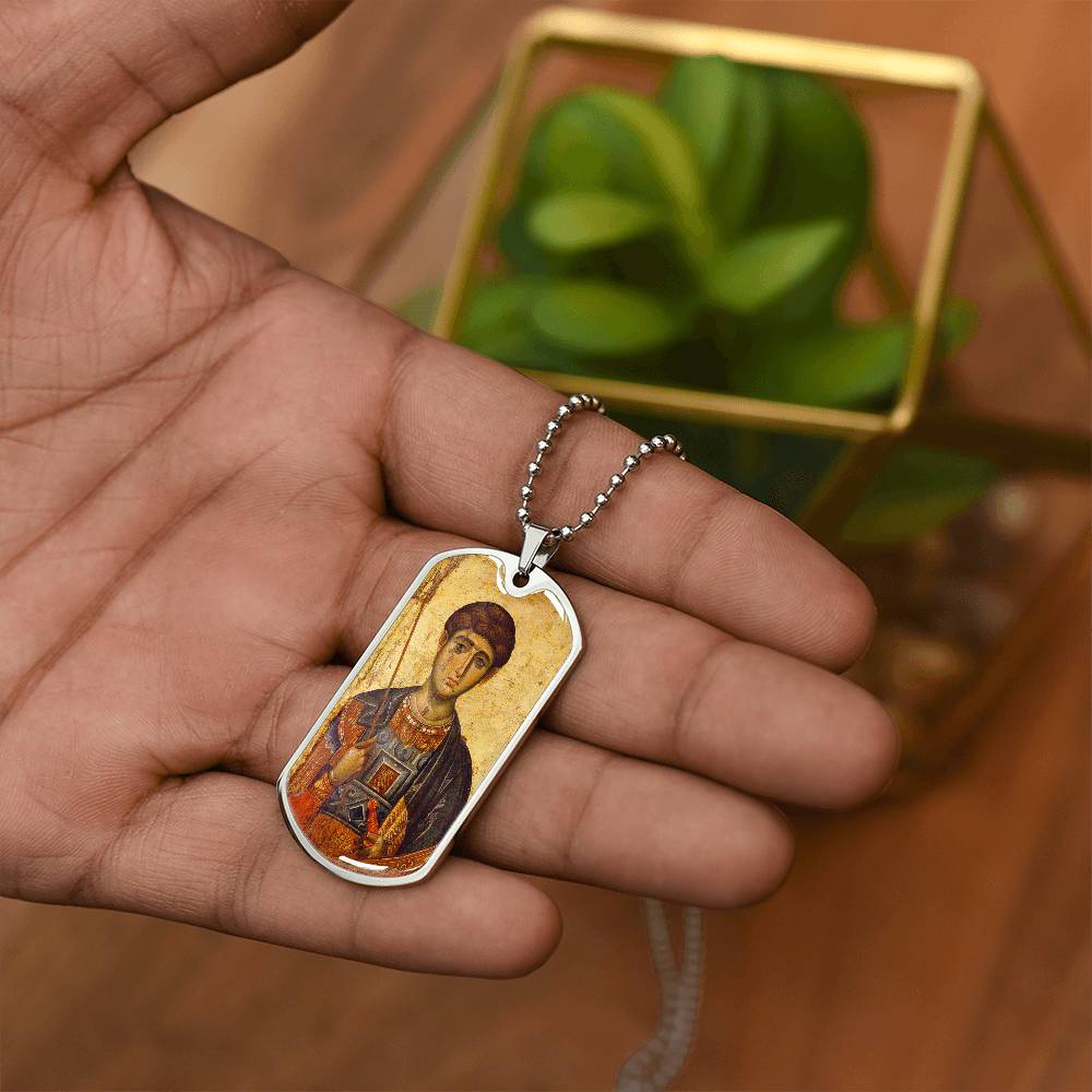 St Demetrius by Panselinos dog tag necklace