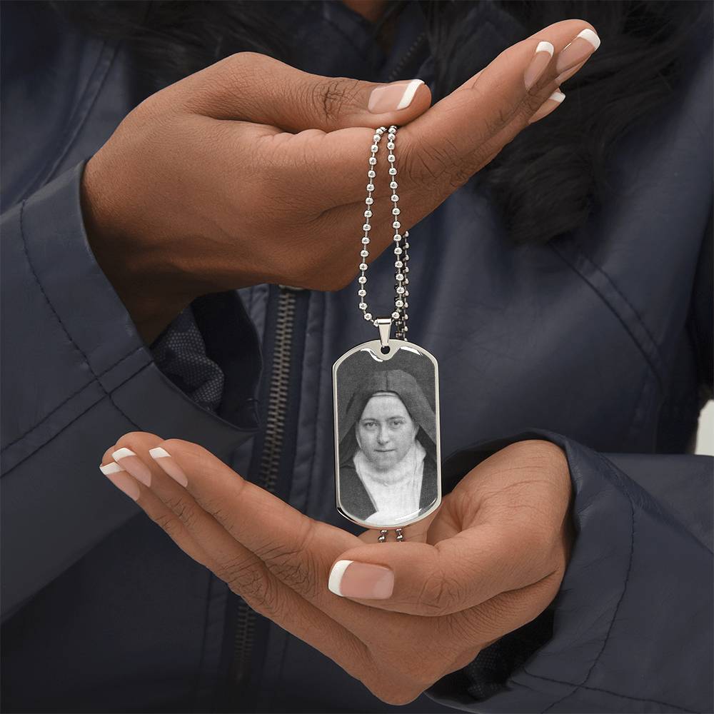 St Thérèse of Lisieux dog tag necklace