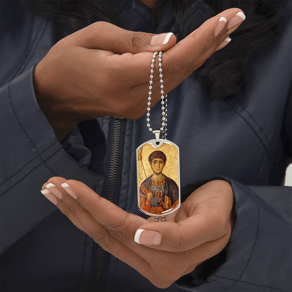 St Demetrius by Panselinos dog tag necklace
