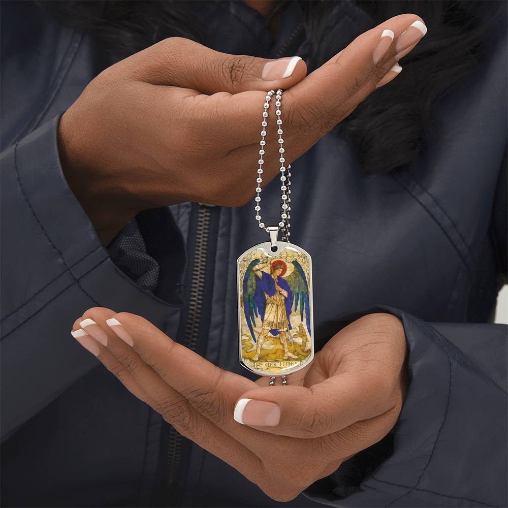 St Michael the Archangel dog tag necklace