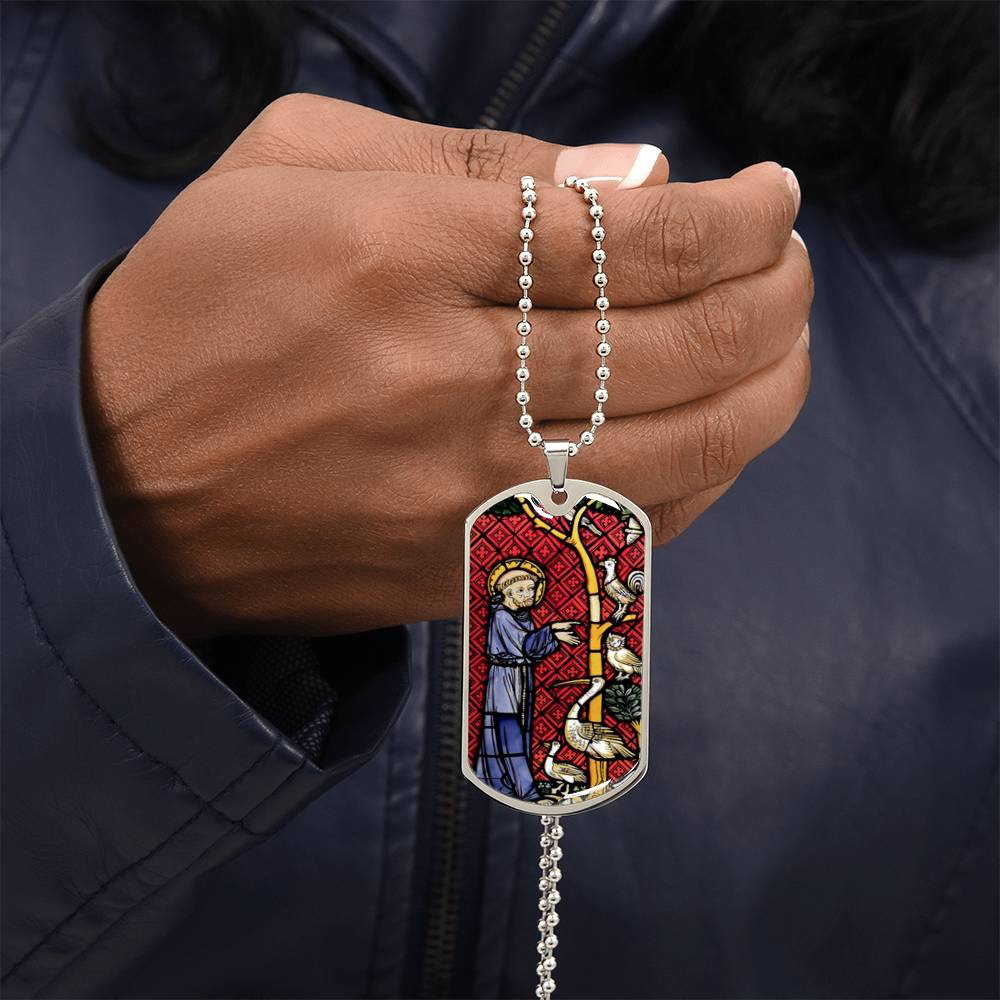 Saint Francis of Assisi Patrron of Animals Dog Tag pendant necklace