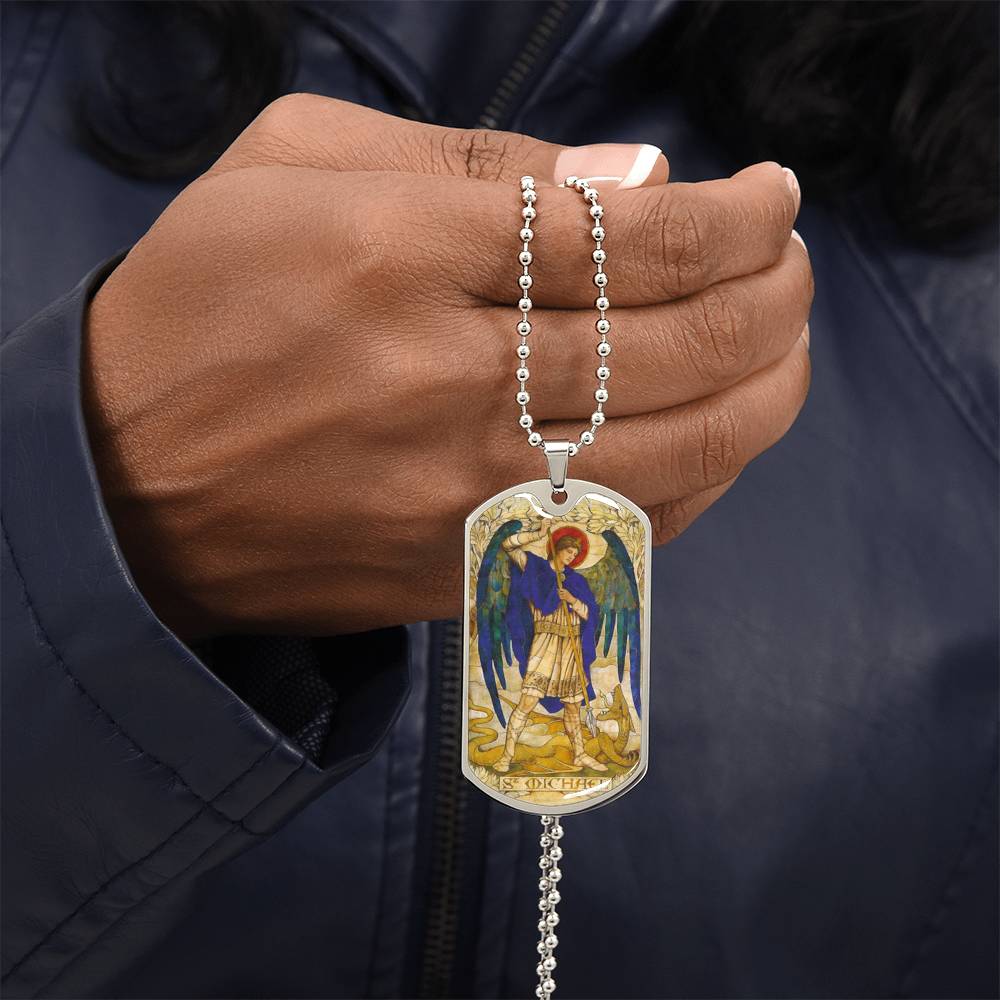 St Michael the Archangel dog tag necklace
