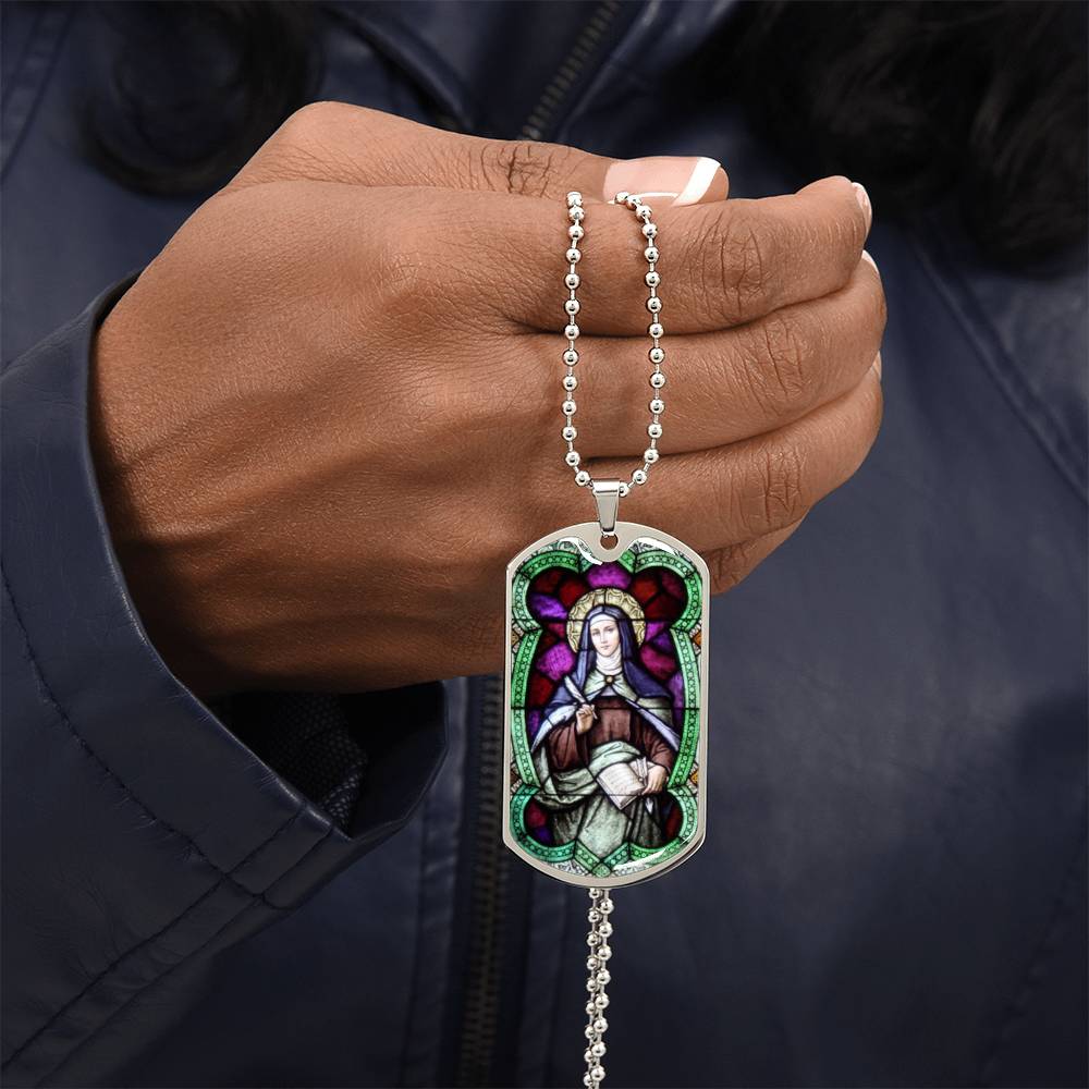 St Teresa of Avila dog tag necklace