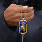 Saint Barbara Stained Glass dog tag pendant necklace