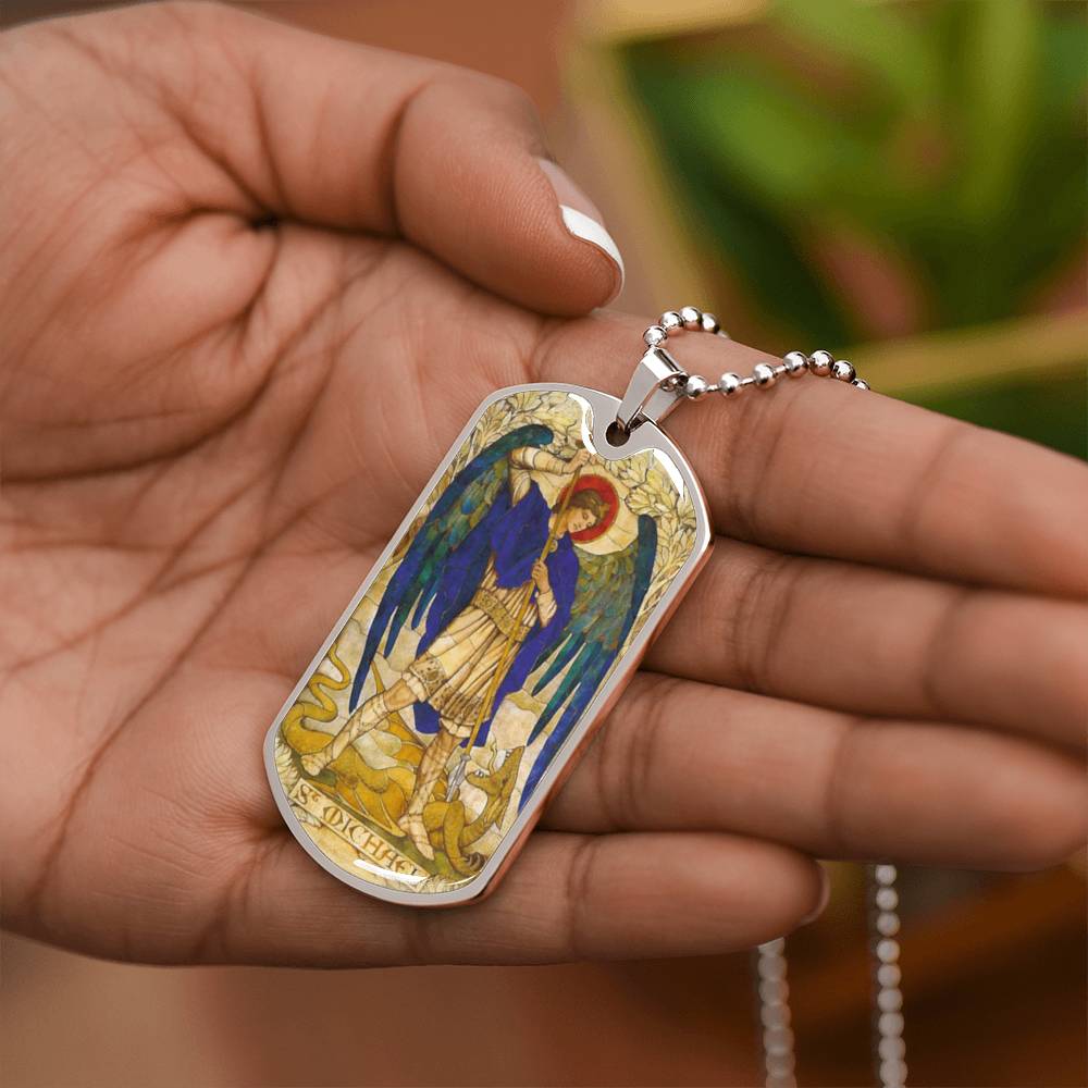 St Michael the Archangel dog tag necklace