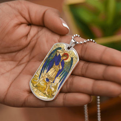 St Michael the Archangel dog tag necklace