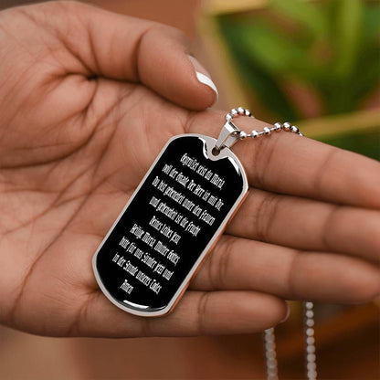 Hail Mary full of grace in German Dog Tag pendant necklace