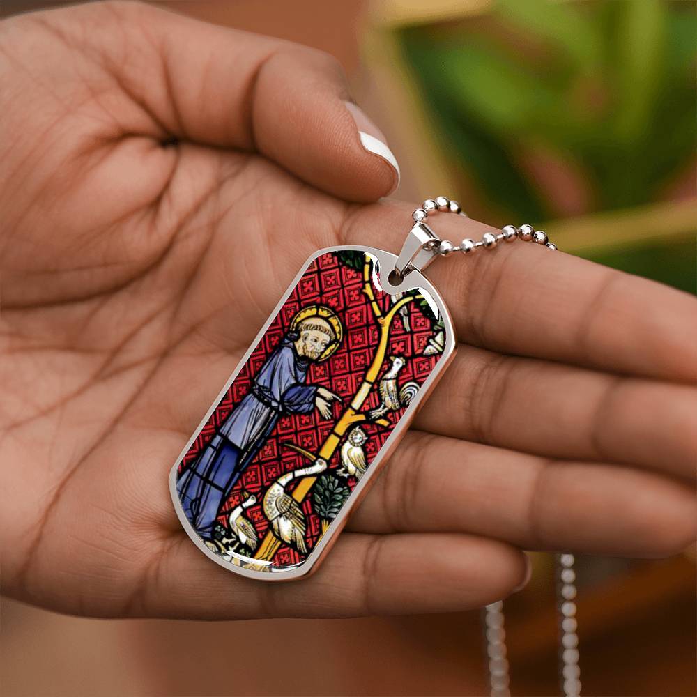Saint Francis of Assisi Patrron of Animals Dog Tag pendant necklace