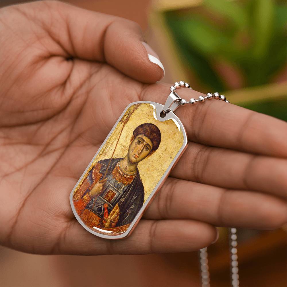St Demetrius by Panselinos dog tag necklace