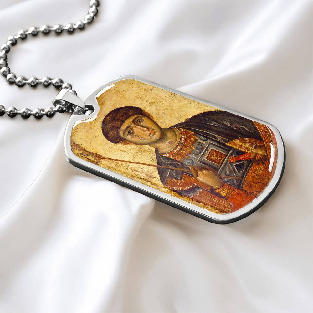 St Demetrius by Panselinos dog tag necklace