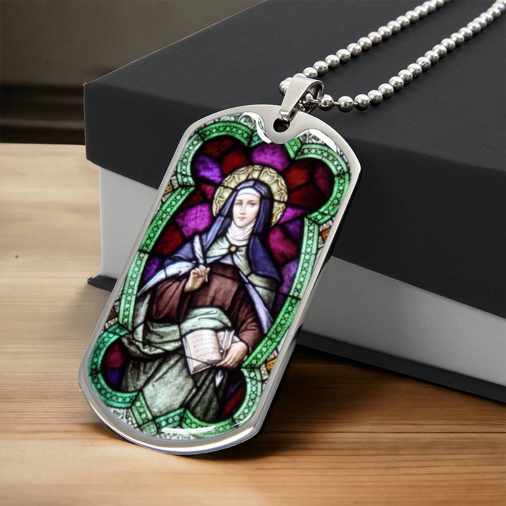 St Teresa of Avila dog tag necklace