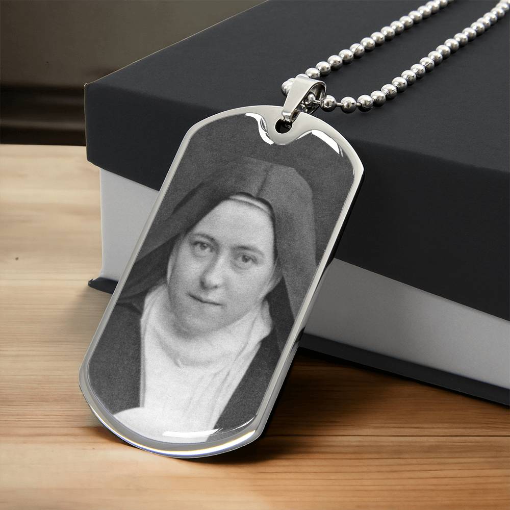 St Thérèse of Lisieux dog tag necklace