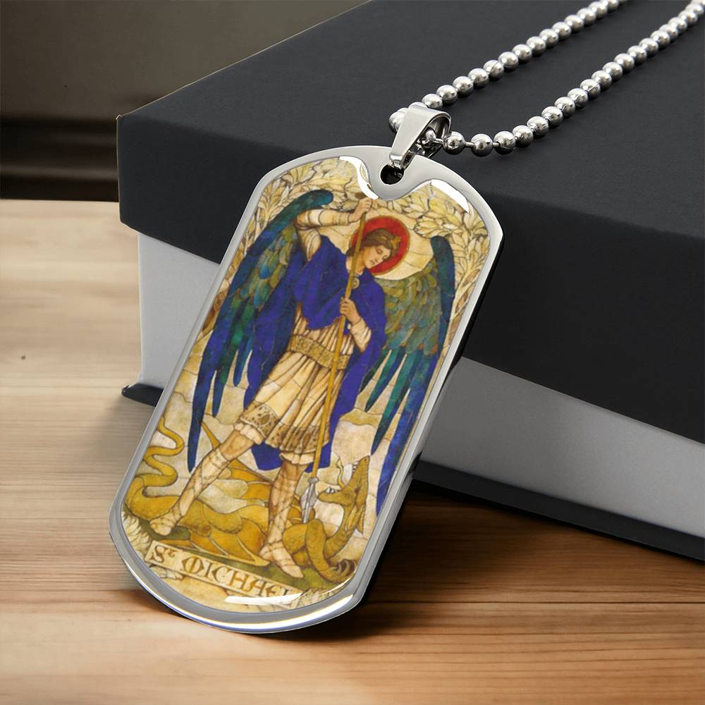 St Michael the Archangel dog tag necklace