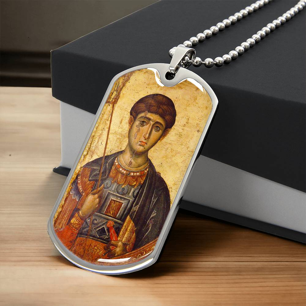 St Demetrius by Panselinos dog tag necklace