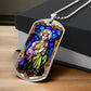 Saint Barbara Stained Glass dog tag pendant necklace
