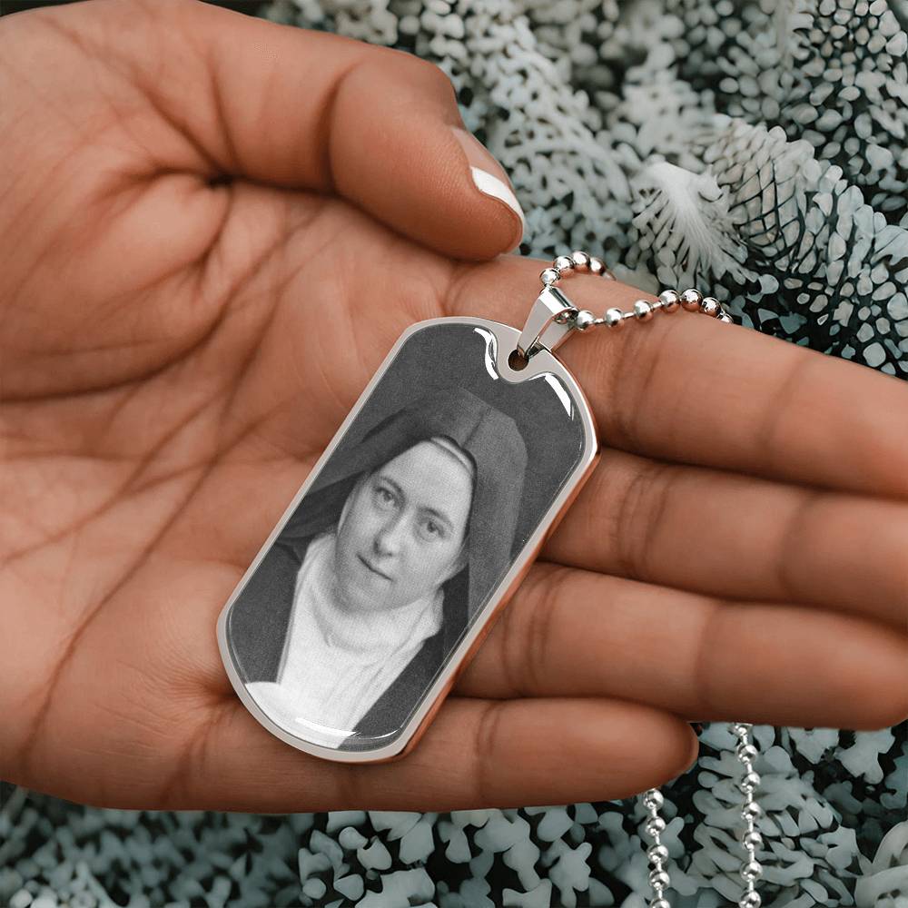 St Thérèse of Lisieux dog tag necklace