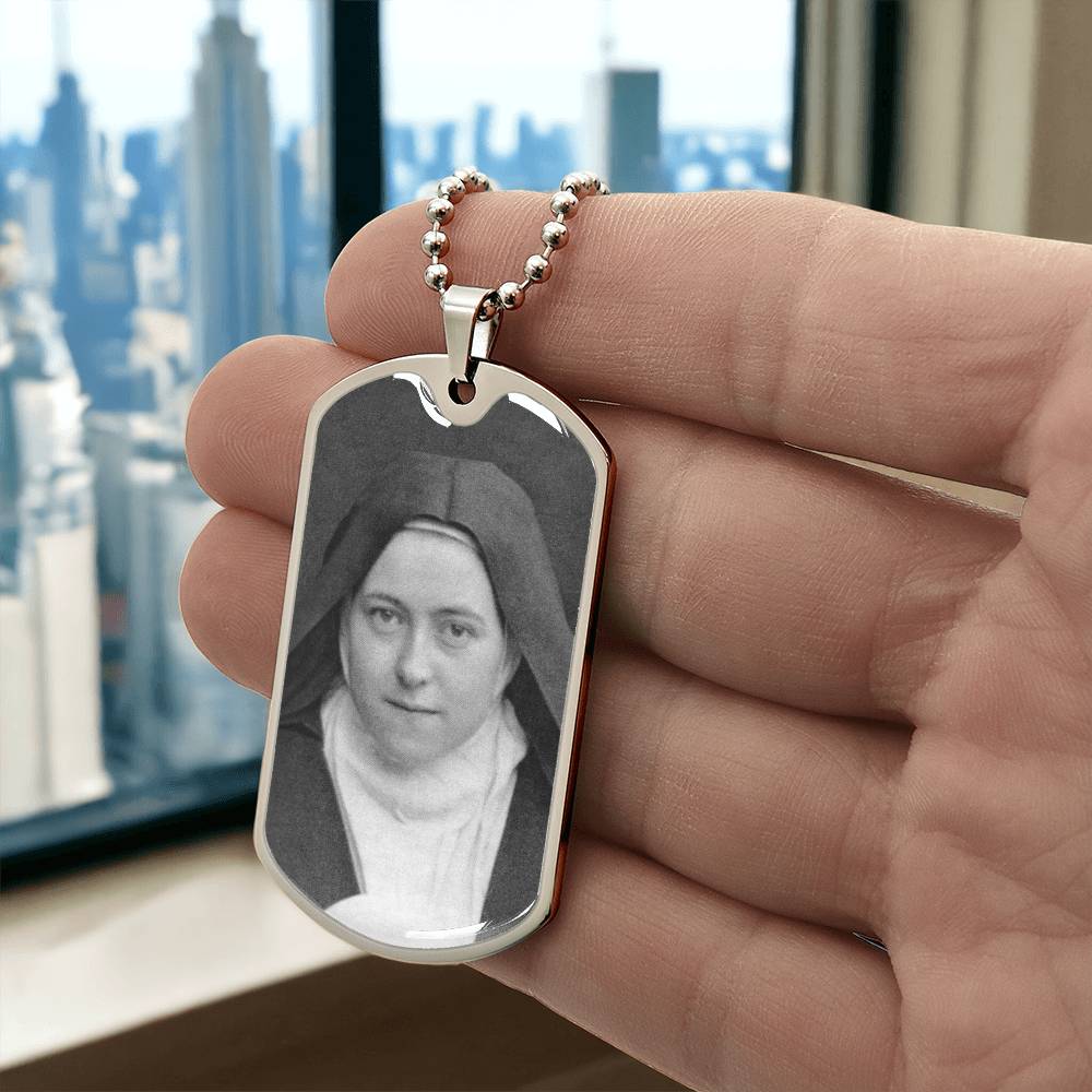St Thérèse of Lisieux dog tag necklace