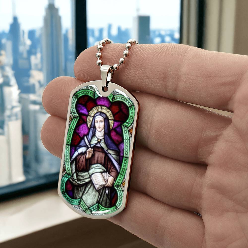 St Teresa of Avila dog tag necklace