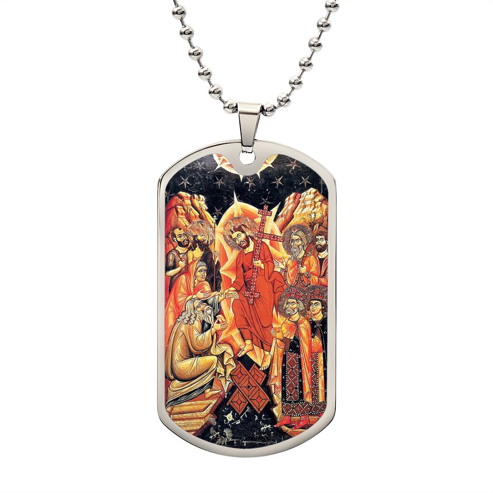 Descent into Hell dog tag necklace