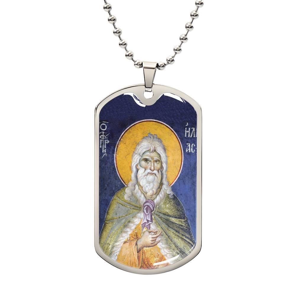 Prophet Elijah orthodox icon dog tag necklace gift