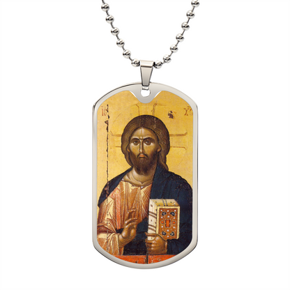 Jesus Christ Pantocrator Vatopedi dog tag necklace