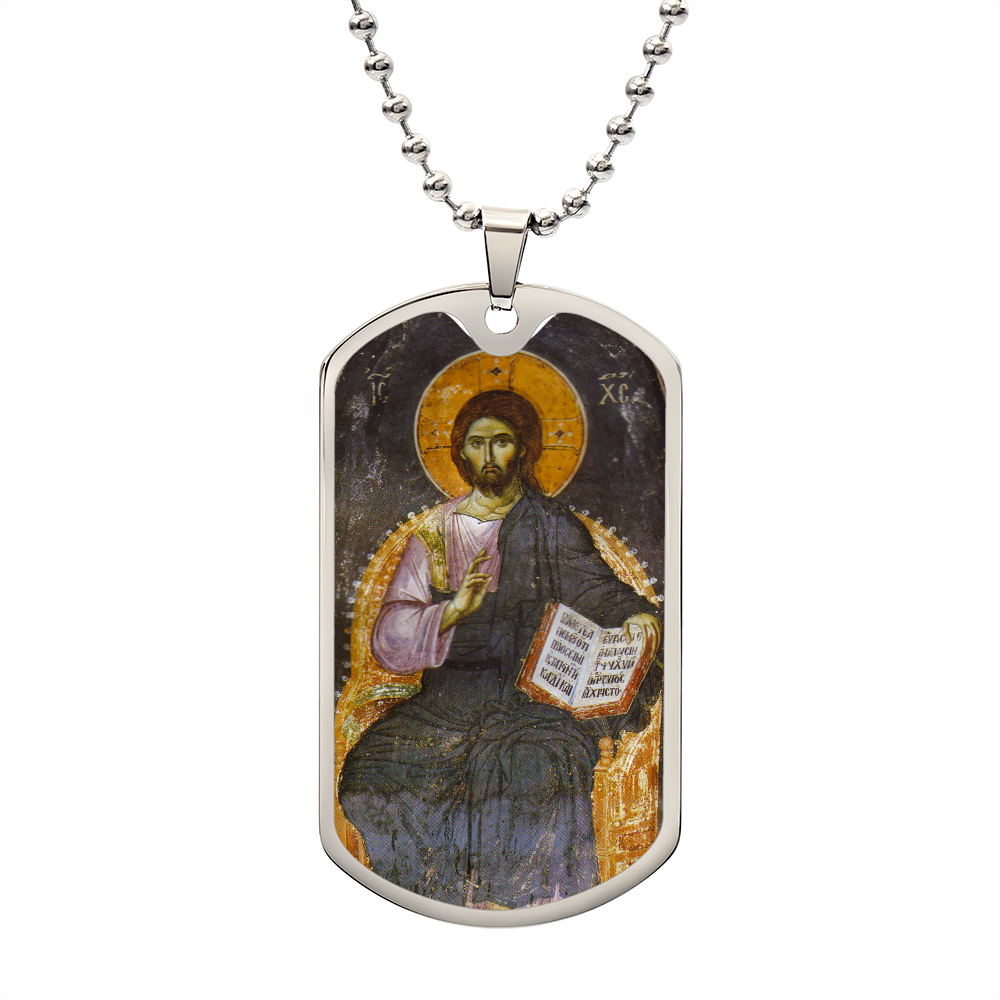 Jesus Christ Pantocrator dog tag necklace