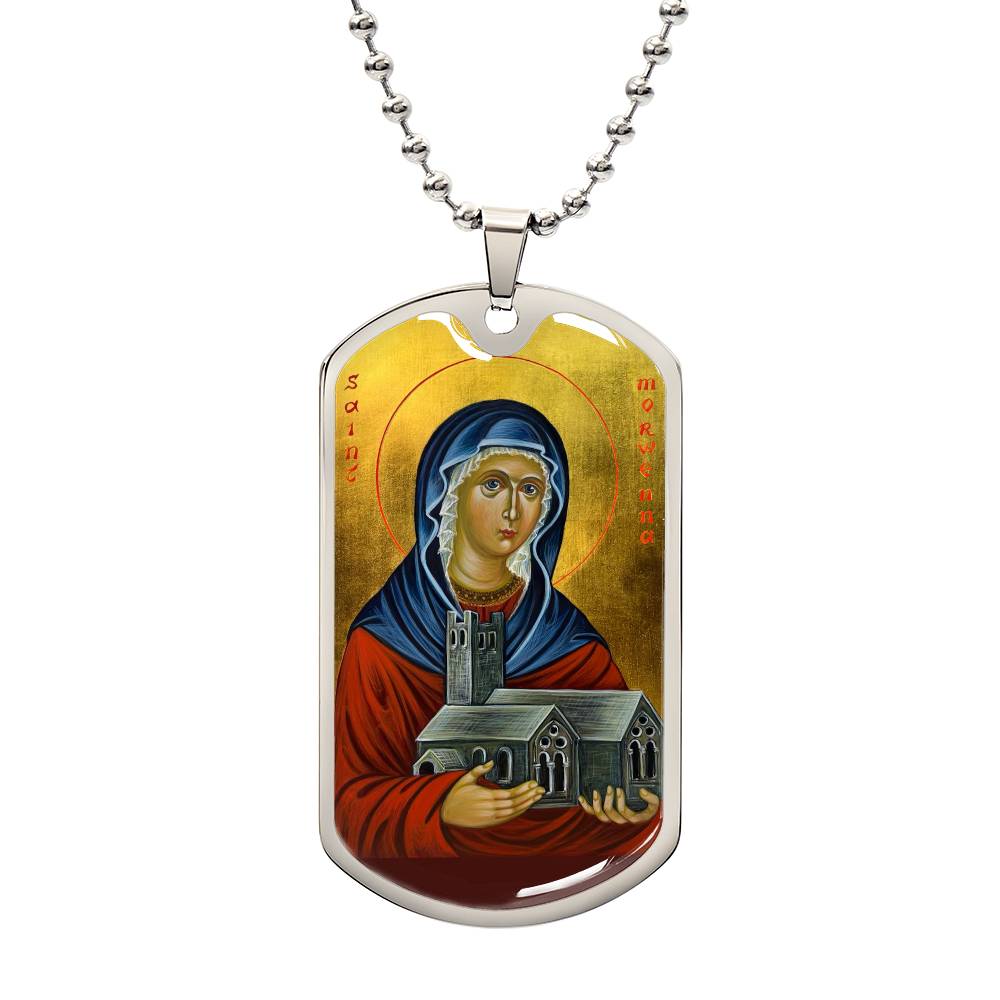 Saint Morwenna dog tag necklace