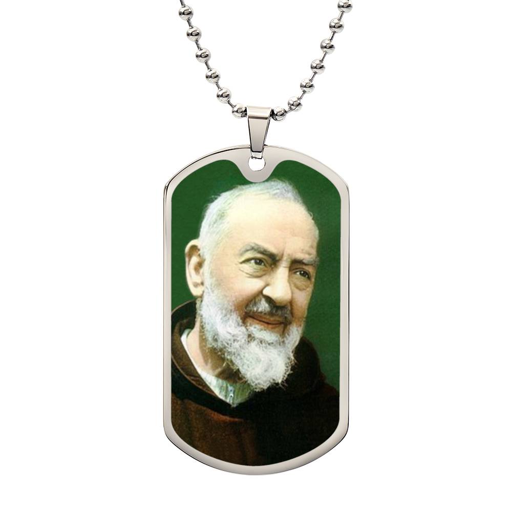 Padre Pio dog tag necklace