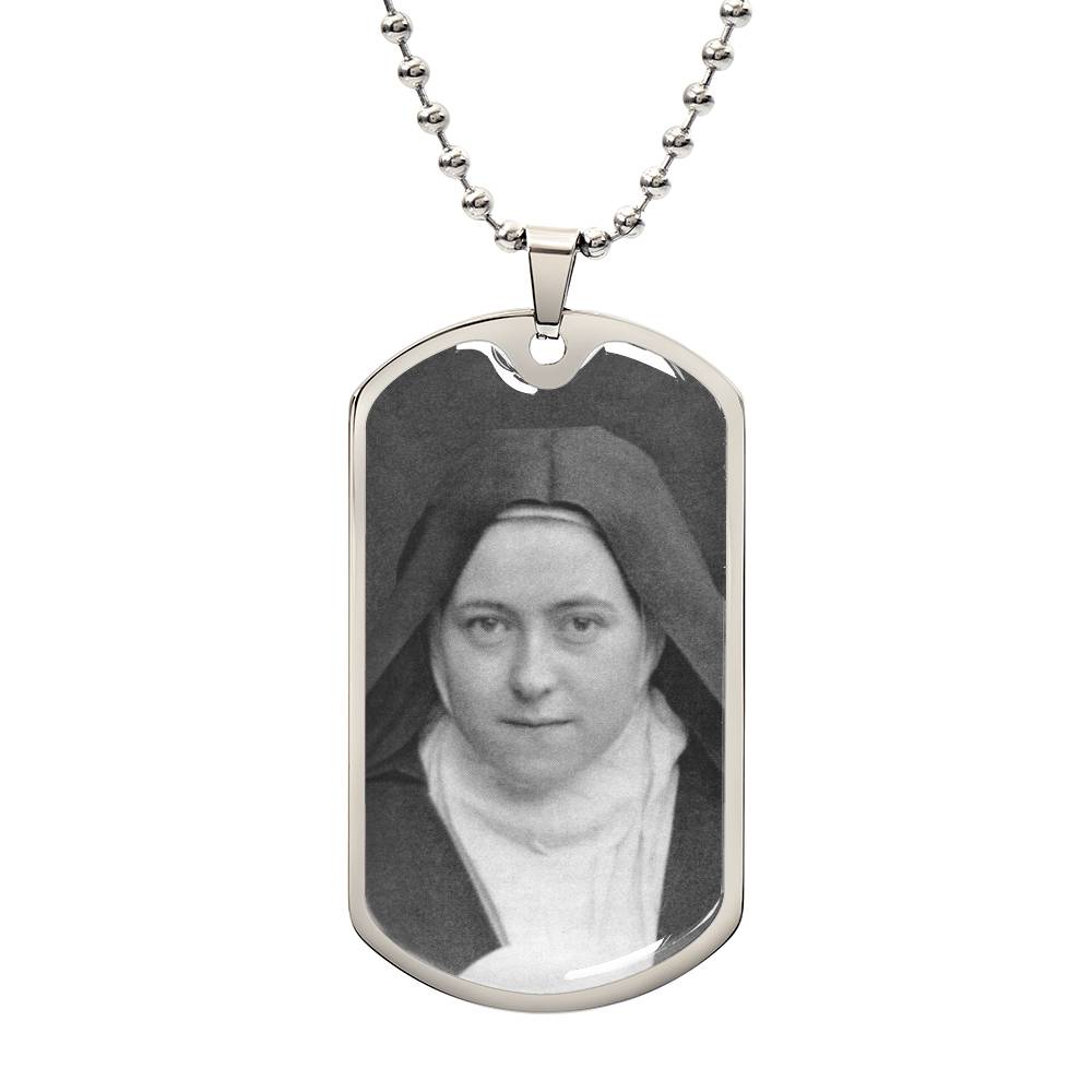 St Thérèse of Lisieux dog tag necklace