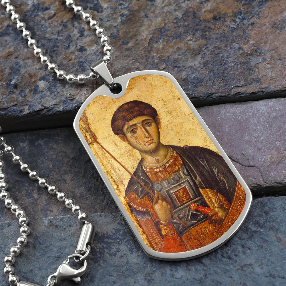St Demetrius by Panselinos dog tag necklace