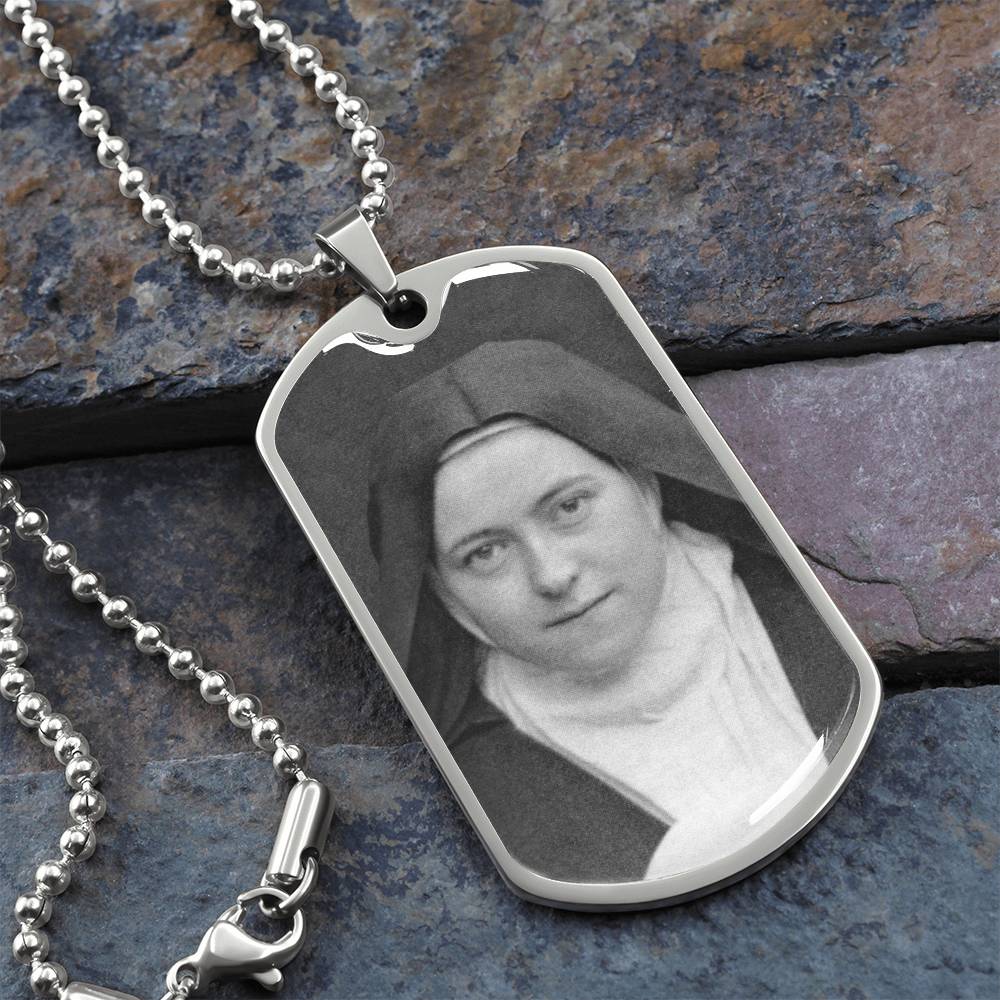 St Thérèse of Lisieux dog tag necklace