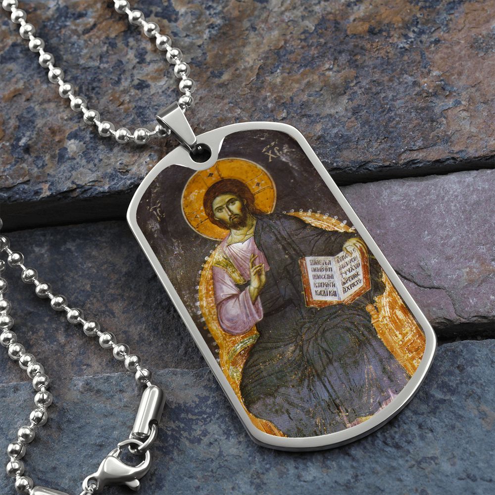 Jesus Christ Pantocrator dog tag necklace