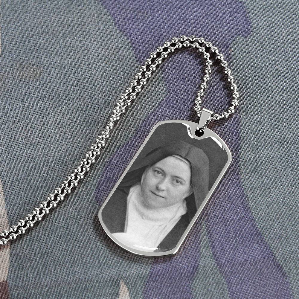 St Thérèse of Lisieux dog tag necklace