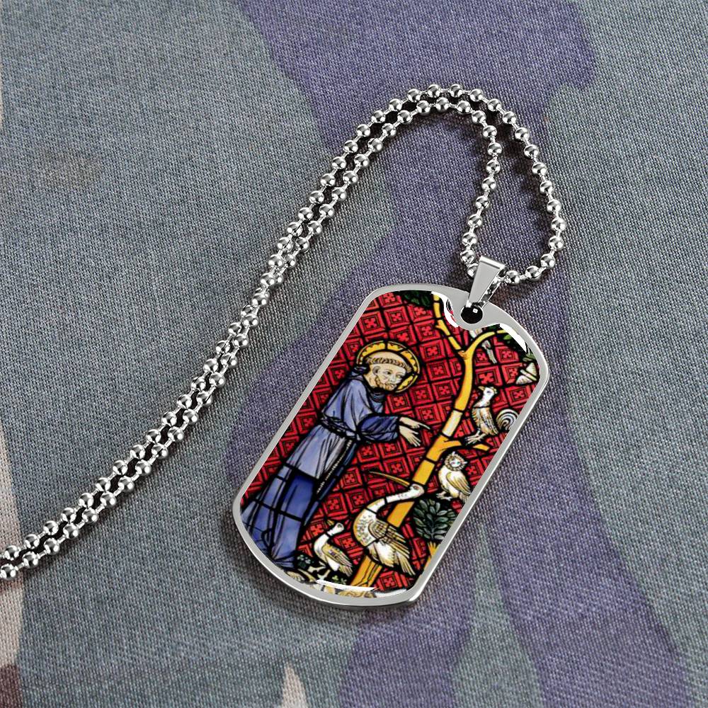 Saint Francis of Assisi Patrron of Animals Dog Tag pendant necklace
