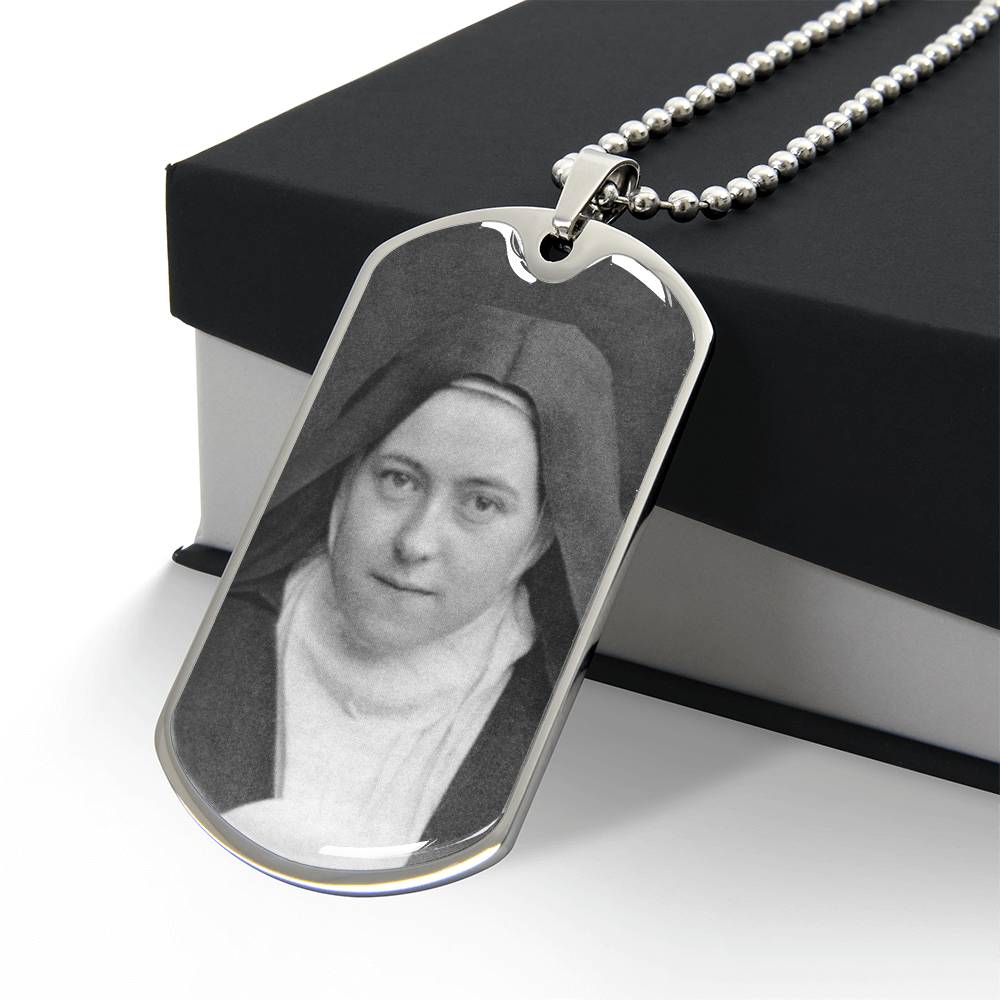 St Thérèse of Lisieux dog tag necklace