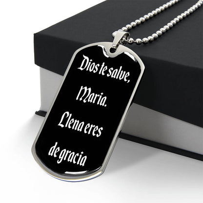Dios te salve Maria dog tag pendant necklace