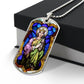 Saint Barbara Stained Glass dog tag pendant necklace